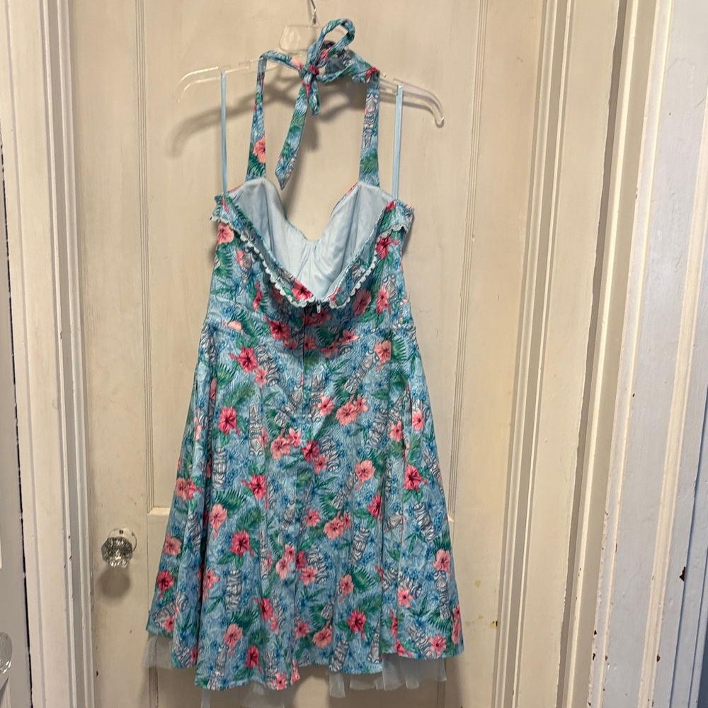 Hot Topic Hawaiian Tiki Floral Halter Pin Up Fit And Flare Dress X-Large - Picture 7 of 8